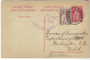 Portugal Funchal Madeira 1919 uprated 2c Ceres card censored to USA