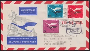 BRD Beleg 08.06.1955 gute MiF Lufthansa Erstflug Düsseldorf - New York (1543) - Bild 1 von 2