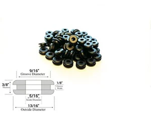 Paquete de 50 bujes de alambre de ojal de goma, identificación de 5/16", ranura de 1/8", se adapta a orificio de 9/16" - Imagen 1 de 2