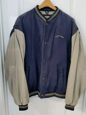 Chaqueta de bombardero universitaria Carroll de colección por equipo para deportes talla XL azul beige años 90  Foto 1 de 4