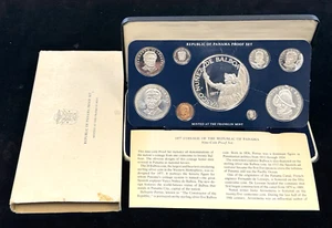 República de Panamá 1977 9 piezas juego de prueba Franklin Mint con caja y certificado de autenticidad - Imagen 1 de 4