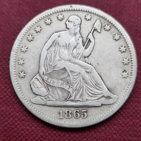1865 S Seated Liberty Half Dollar 50c Better Grade VF - XF #47337 Cover