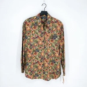 NWT Vintage Lizwear Women's M Cottagecore Floral Button Down Blouse - Picture 1 of 8