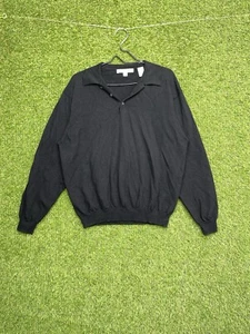 Pronto Uomo Sweater Mens Large Extra Fine Merino Wool Blend Pullover Henley Y2K - Picture 1 of 10