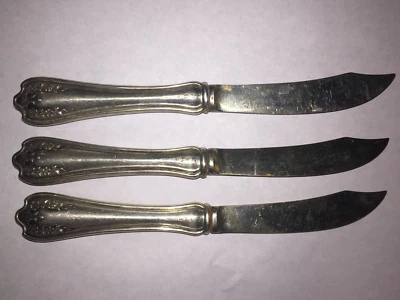 Cuchillo esparcidor de mantequilla de plata esterlina Blossom SSMC hueco 6" sin mono juego de 3 Foto 1 de 4