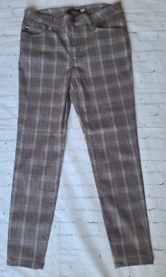 Calça skinny xadrez feminina Tommy Hilfiger terno separado tamanho 6 marrom cinza preto - Imagem 1 de 4