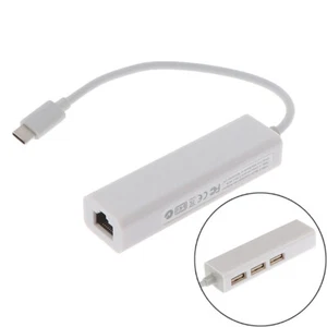USB-C Ethernet Adapter 3 USB C Hub to Ethernet RJ45 Lan Adapter Network Ca*$6 - Afbeelding 1 van 12