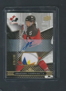 2018 Upper Deck Team Canada Patch Auto 070 /199 # 41 Jonathan Tychonick 5CL