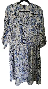 NWOT MILLENIUM Size 3X Watercolor Shirt Dress Midi Length Tab Sleeves Career - Picture 1 of 3