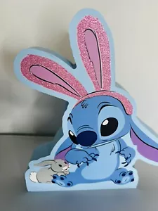 Easter bunny stitch wooden sign Disney LILO & stitch holiday decor decorating - Picture 1 of 3