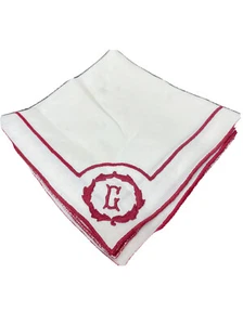 Pañuelo Pañuelo Antiguo Monograma Letra C Rojo Bordado Lino De Colección - Imagen 1 de 8