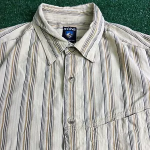 Kuhl Shirt Mens Sz M Beige Tan Striped Button Up Short Sleeve Outdoor Casualwear - Picture 1 of 11
