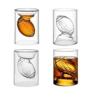 - Set of 4 - Football Reversible Shot Glasses 2Oz / 4.5Oz, with 3D relief Foo... - Imagen 1 de 8