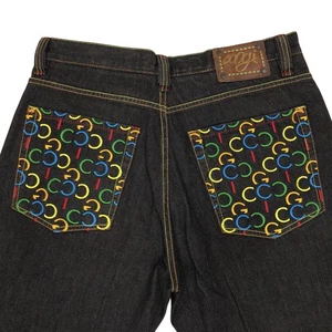 Coogi Men's Embroidered Straight Leg Jeans Size 38 38X33 Y2K Black ALTERED HEM - Picture 1 of 10