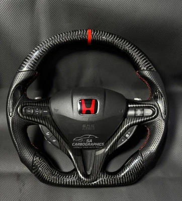 Volante de fibra de carbono real para Honda Civic FD2/FN2 2006-12 8ª generación Foto 1 de 4