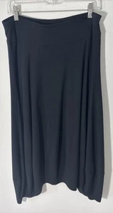Eileen Fisher schwarzer Rock asymmetrischer Saum Stretch Viskose elastische Taille Medium - Bild 1 von 7