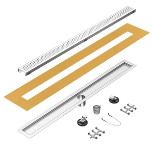 36 Zoll Linear Duschablauf mit Quadrat Loch Muster Rost Abdeckung, Gebürstet 304 St - Bild 1 von 8