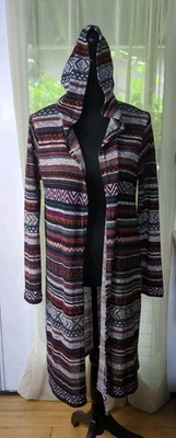 Cárdigan largo con capucha frontal abierto Cato a rayas multicolor pequeño para mujer  Foto 1 de 4