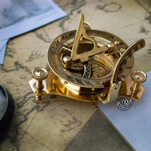Vintage London West Maritime Antik SONNENUHR KOMPASS Messing Maritim Weihnachten Gi - Bild 1 von 9