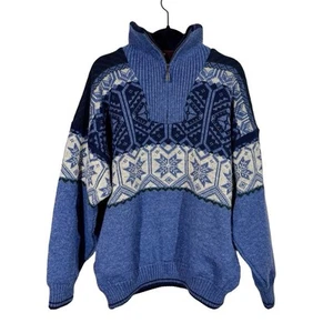 Skjaeveland of Norway Wool Nordic Fair Isle Grandpa Sweater Fisherman Telemark - Picture 1 of 8