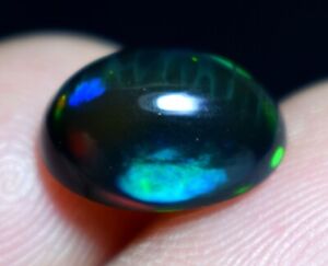 2.60 Carat Honeycomb Opal Natural Ethiopian Black Oval Shape Opal Gemstone