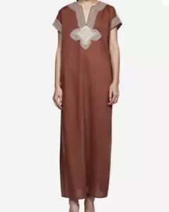 Tory Burch | Bordado Marrón Óxido Caftán | XS Nuevo con Etiquetas - Imagen 1 de 5