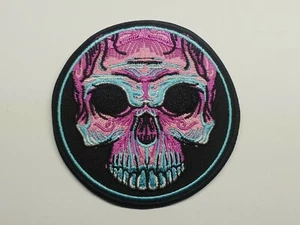 1pc Colourful Skull iron on or sew on Patch Biker evil - Picture 1 of 2