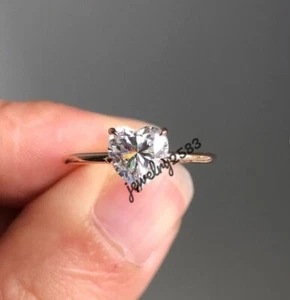 Gorgeous Women's Day Gift Heart D/VVS Moissanite Solitaire Ring 925 Silver - Picture 1 of 6