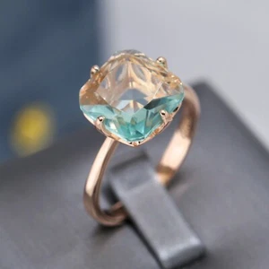 Big Square Light Green Stone Ring For Women 585 Rose Gold Wedding Fashion Jewelr - Picture 1 of 24