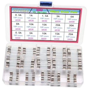 Inline Fuse Kit150 Pcs 15 Values 250v Fuse 6x30mm 0.5a 1a 1.5a 3a 5a 8a 10a 15a - Picture 1 of 4