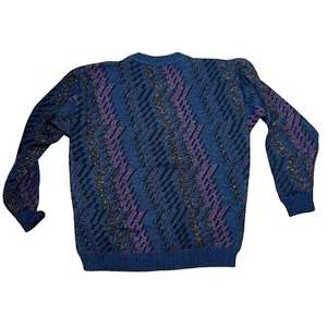 Vtg Protege Coogi style purple Blue pullover sweater men’s size M Grandpa 80’s - Picture 1 of 4