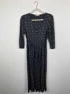 Seasalt Cornwall Dress Womens Size 8 UK Black Purple Blue Long Floral Carwynnen - Picture 1 of 21