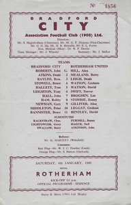 BRADFORD CITY V ROTHERHAM UNITED ~ 4. JANUAR 1969 ~ FREUNDSCHAFTSSPIEL ~ 4-SEITIGES PROGRAMM - Bild 1 von 1