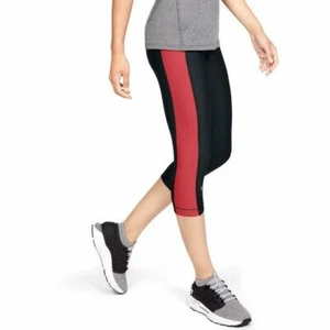 NWT Under Armour Womens Black/Coral Heat Gear Compression Capri Leggings - Picture 1 of 6