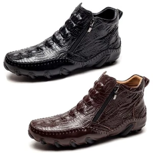 Stivaletti uomo vera pelle modello alligatore scarpe da guida casual alte - Foto 1 di 20
