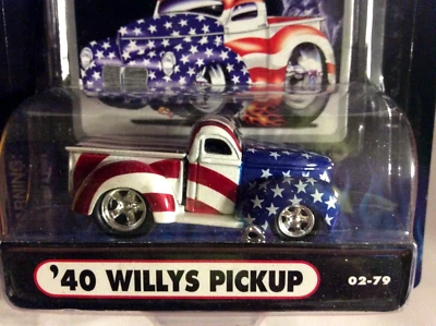 MUSCLE MACHINES STARS & STRIPES 1940 40 WILLYS PICKUP TRUCK -  1/64 - 02-79 - Image 1 of 3