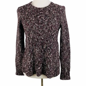 Madewell Firelight Marled Sweater XS Womens Purple Cable Knit Chunky Split Hem - Picture 1 of 11