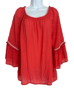 Damengröße L 3/4-Ärmel Boho Bluse Oberteil Korallenbommel Bommel Akzent A-4 - Bild 1 von 11