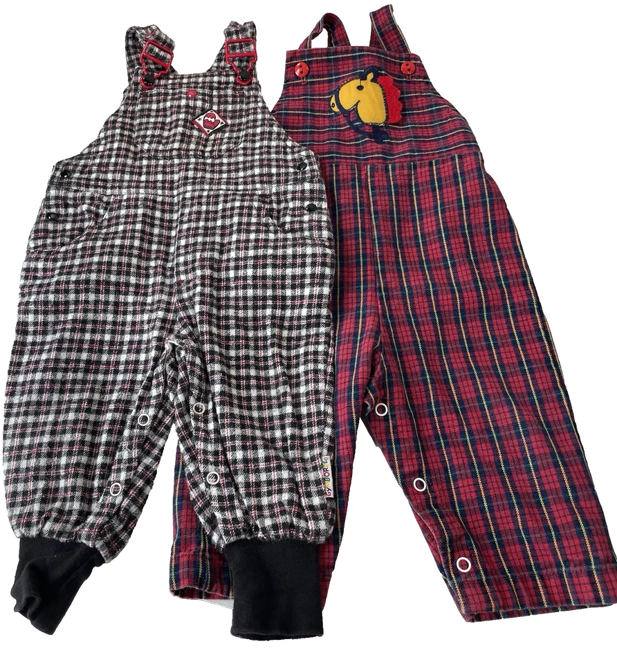 复古男宝宝连体裤 12 个月 Gymboree Healthtex 红色黑色 批量 80 年代 90 年代 — 第 1/4 张图片
