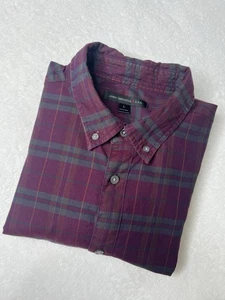 John Varvatos Plaid Long Sleeve Dress Button Down Preppy Shirt Mens Red Gray L - Picture 1 of 8