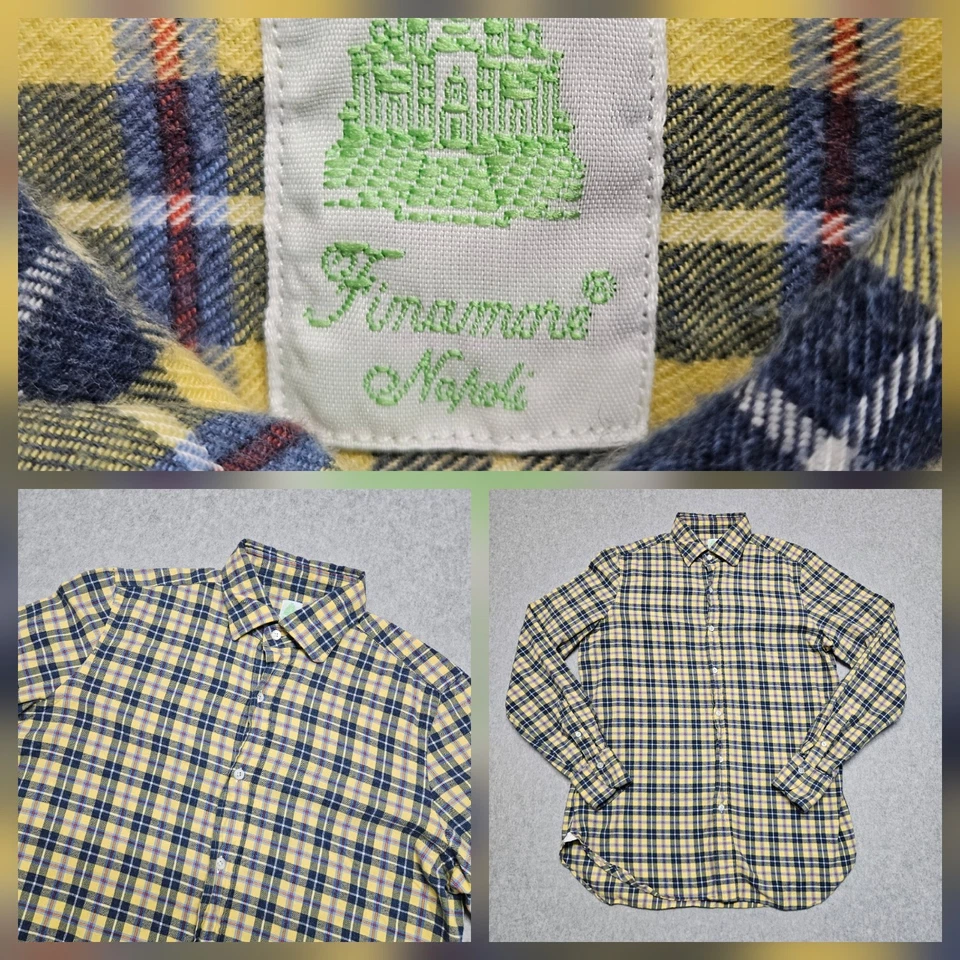 Camisa de franela Finamore Napoli para hombre talla M Italia Foto 1 de 4
