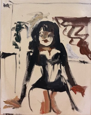 "Pintura al óleo interior tocador cubismo francés original firmada mujer 11""x14"" lienzo" Foto 1 de 2