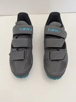 Giro Zapatillas Ciclismo Mujer,6 US,37UK, Gris y Verde Azulado Foto 1 de 4