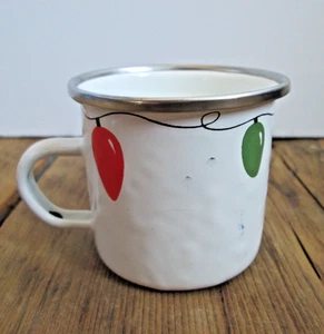 Golden Rabbit II Children's Mug Christmas Lights Enamelware Latte Coffee Cup - Picture 1 of 9