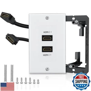 HDMI 2.1 Wall Plate(2 Port), ELECTOP 8K HDMI Wall Outlet Pass Through with Lo - Picture 1 of 5