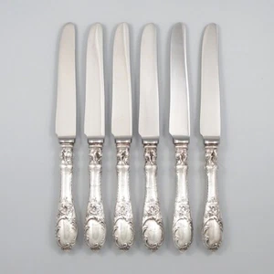 Antique German Silver Clad Knives, French Market, Rococo, Louis XV Style, 6 pcs - Picture 1 of 7