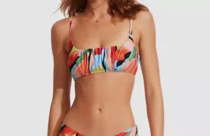 $99 Seafolly Women's Red Tropfest Bralette Bikini Top Swimwear Size AUS14/US10 - Picture 1 of 4