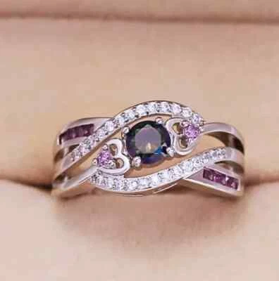 Alianza de boda para mujer de topacio simulado de corte redondo de 2,60 quilates enchapada en oro blanco de 14 k Foto 1 de 4