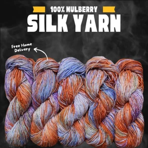 3 x 100 grams Hanks - Fingering Weight Silk Yarn - 600 Yards - Multi Color 4 - Picture 1 of 1