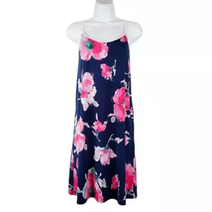 MOA USA Dress Womens S Knee Length Blue Multi Sleeveless Tank Floral Knit Lounge - Picture 1 of 10